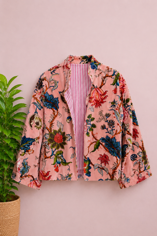 Velvet Print Jacket Pink
