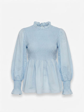 Emma Smocked Shirt Blue