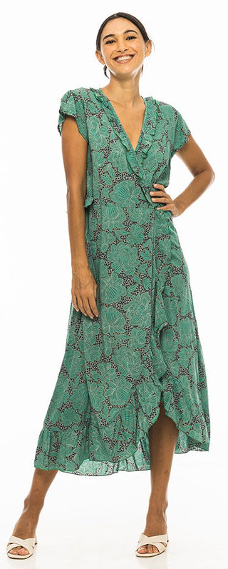 PM Long Croisee Wrap Green Dress