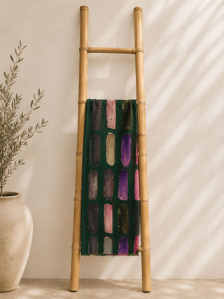Anna Silk Wool Stoles Rich Forest Grn/Multi Color
