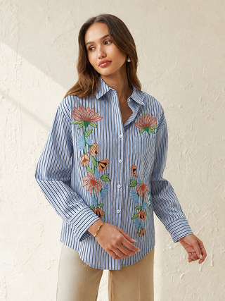Azure Bloom Stripe Shirt