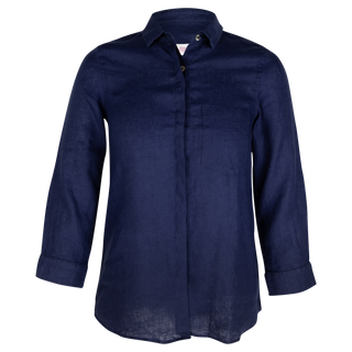 The Kelly  Shirt Navy 100% Linen