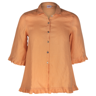 The Rose Ruffle Shirt Lt Orange 100% Linen