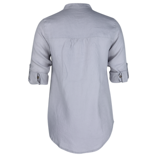 Greta Pintuck Shirt Silver 100% Linen