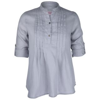 Greta Pintuck Shirt Silver 100% Linen