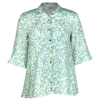 The Rose Ruffle Shirt Boyton 100%Linen Print