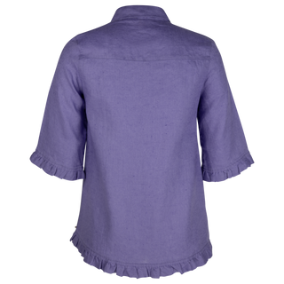 The Rose Ruffle Shirt Purple 100% Linen
