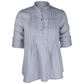 Greta Pintuck Shirt Silver 100% Linen
