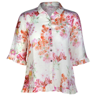 The Rose Ruffle Shirt Bow 100% Linen
