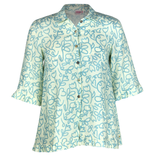 The Rose Ruffle Shirt Boyton 100%Linen Print