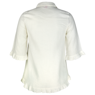 The Rose Ruffle Shirt Ivory 100% Linen