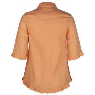 The Rose Ruffle Shirt Lt Orange 100% Linen