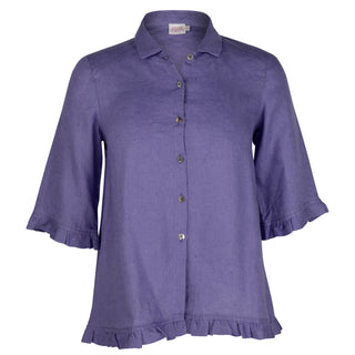 The Rose Ruffle Shirt Purple 100% Linen