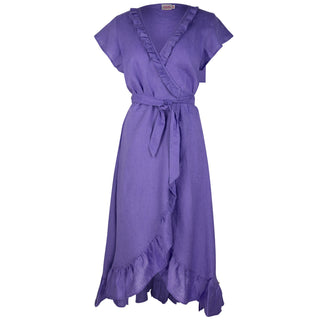 Daniella Wrap Dress Purple 100%Linen