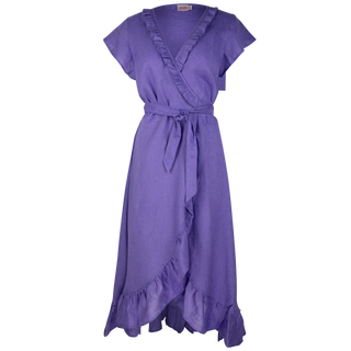 Daniella Wrap Dress Purple 100%Linen