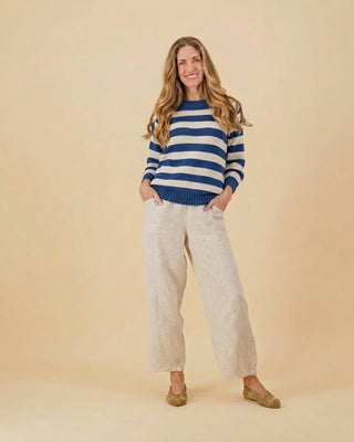 Arabella Navy Stripe Knit Jumper