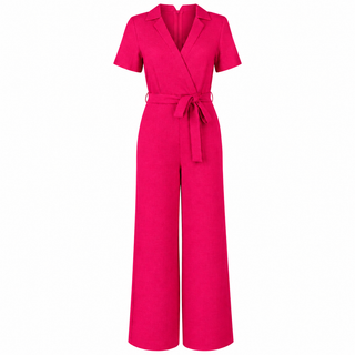 Candice Jumpsuit in Fuschia red 100% Linen