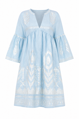 Feather Bell Slv Ciel/champ Short Dress