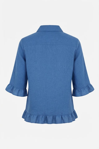 Rosie Ruffle in Indigo 100% LinenPL