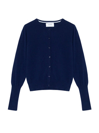 Essential Navy Cashmere Standard Crew Neck Cardigan