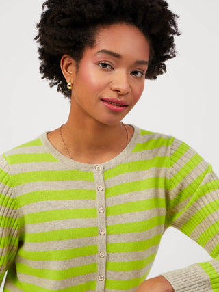 Carey Sand Stripe Wool Cashmere Cardigan