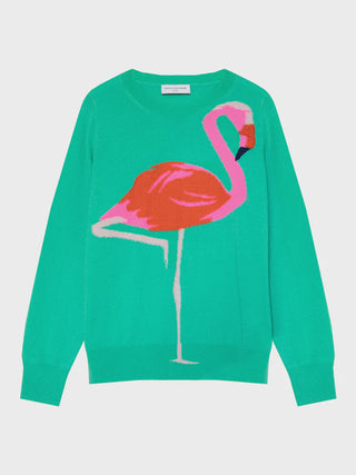 Flamingo Leaf Green Cashmere Jumper