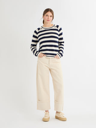 Dora Cream/Navy Jumper