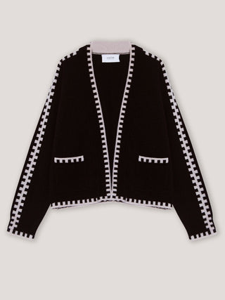 Zhenya Black Wool Cashmere Cardigan