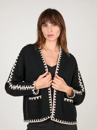 Zhenya Black Wool Cashmere Cardigan