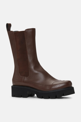 Miley Calf Length Boots Dark Cognac