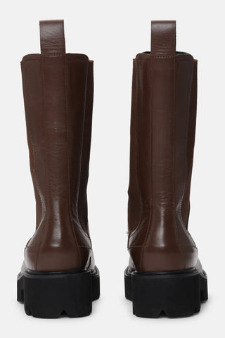 Miley Calf Length Boots Dark Cognac