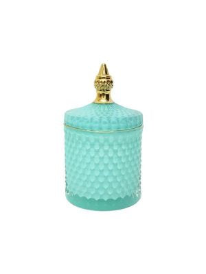 Cut Glass Trinket Jar Aqua