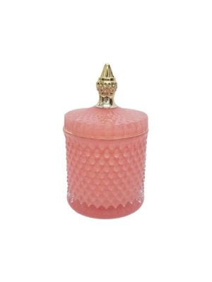 Cut Glass Trinket Jar Coral