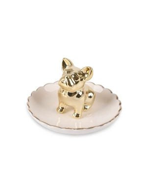 Ceramic Trinket Plate with Gold Frenchie