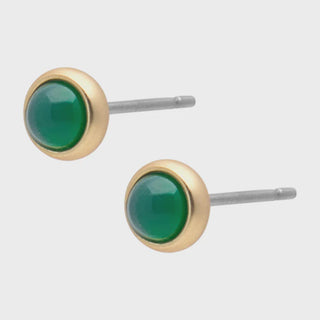 Lolo ear studs - Tiny green quartz matt gold plated