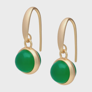 Lolo Earrings Green Quartz Matt Gold-Plated