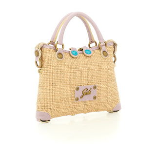 Thamara Xs Gold Linen/leather Purple Shopper