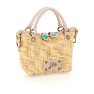 Thamara Xs Gold Linen/leather Purple Shopper