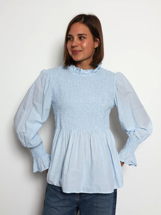 Emma Smocked Shirt Blue