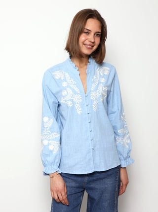Clara Embroidered Shirt Blue