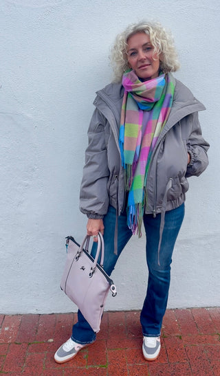 Taupe Grey Crop Jacket w Detachable Slv