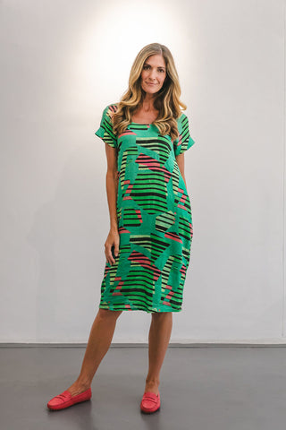 Karen Cocoon Green Abs Leaf Dress