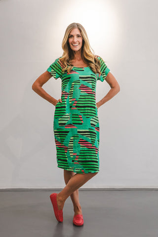 Karen Cocoon Green Abs Leaf Dress