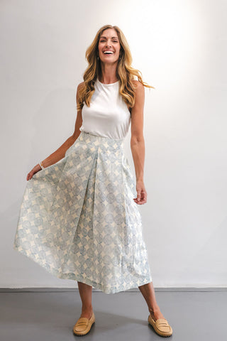 Shelly Waist Pleat Spotty Dotty Skirt