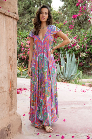 Iris Purple Paisley Maxi Dress