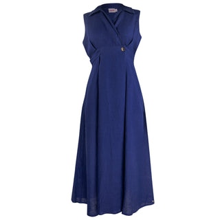 Penny Race Dress  Navy 100% Linen