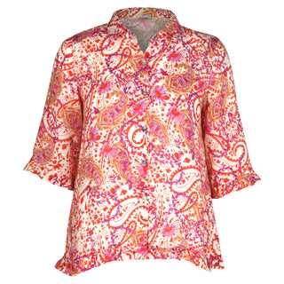 Rose  Ruffle Orange Paisley Shirt