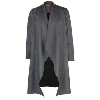 Stella Long Charcoal Suede Scuba Cardi