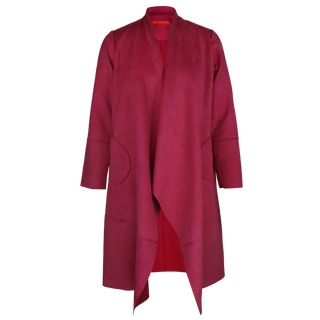 Stella Long Raspberry Suede Scuba Cardi