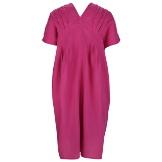 Laura V-neck Pleat Dress Fuschia 23